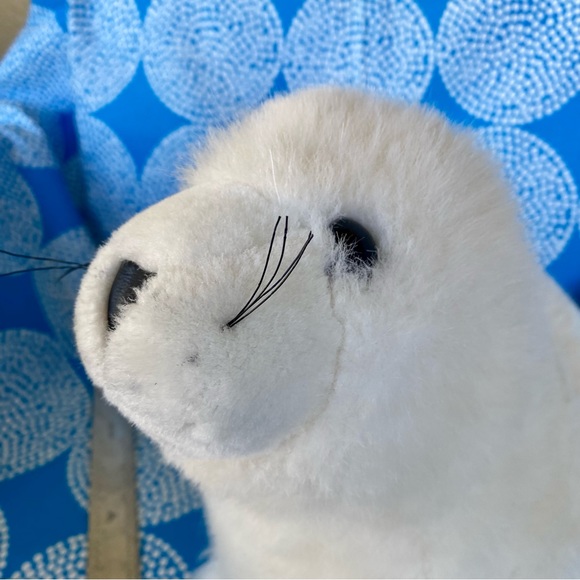 Retro White Baby Harp Seal Pup Stuffed Toy Plushie Large - Picture 2 of 10